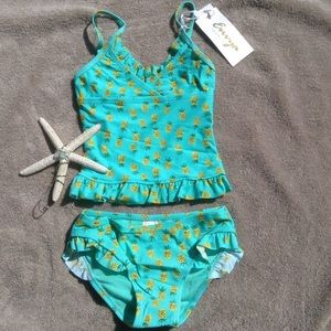 Green Pineapples Tankini Swimsuit Set